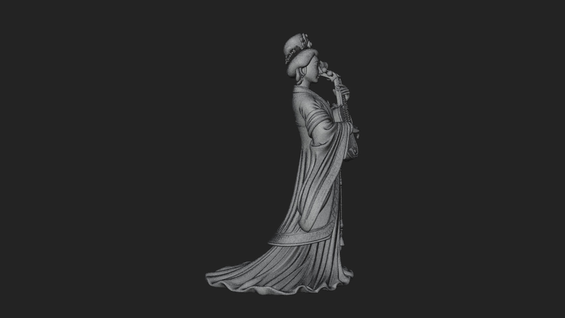 Standing Lute Lady Statue Design 3 3D Print Model 3D Model