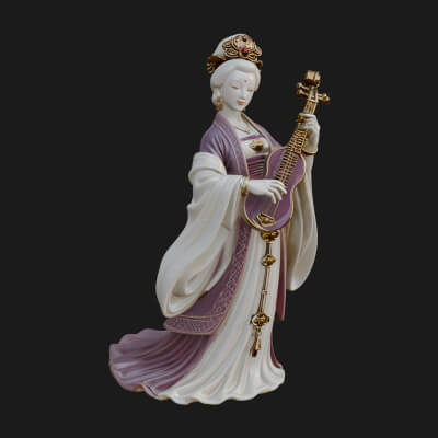 Standing Lute Lady Statue Design 3 3D Print Model