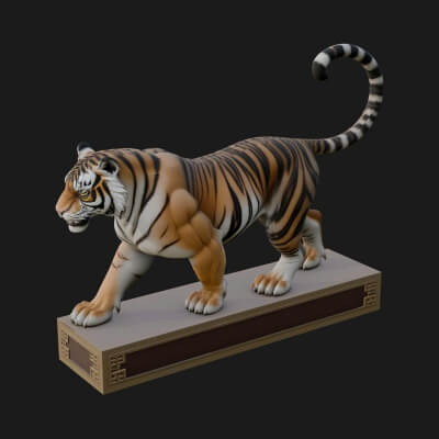Standing Tiger Statue Design 2 3D Print Model