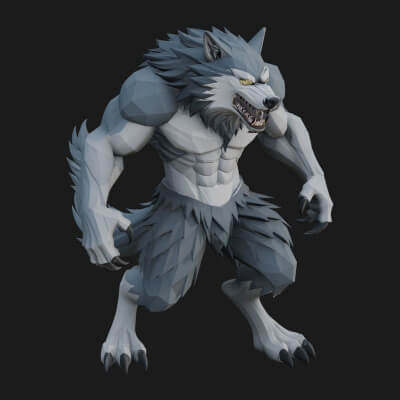 Standing Werewolf Statue Design 1 3D Print Model