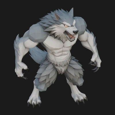 Standing Werewolf Statue Design 2 3D Print Model