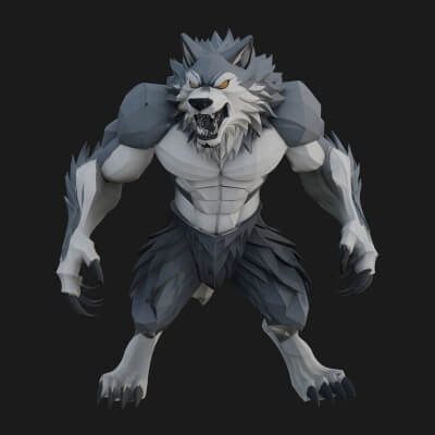 Standing Werewolf Statue Design 3 3D Print Model