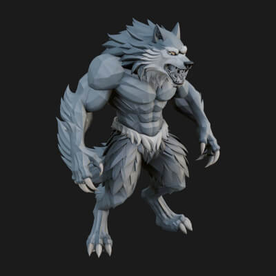 Standing Werewolf Statue Design 4 3D Print Model