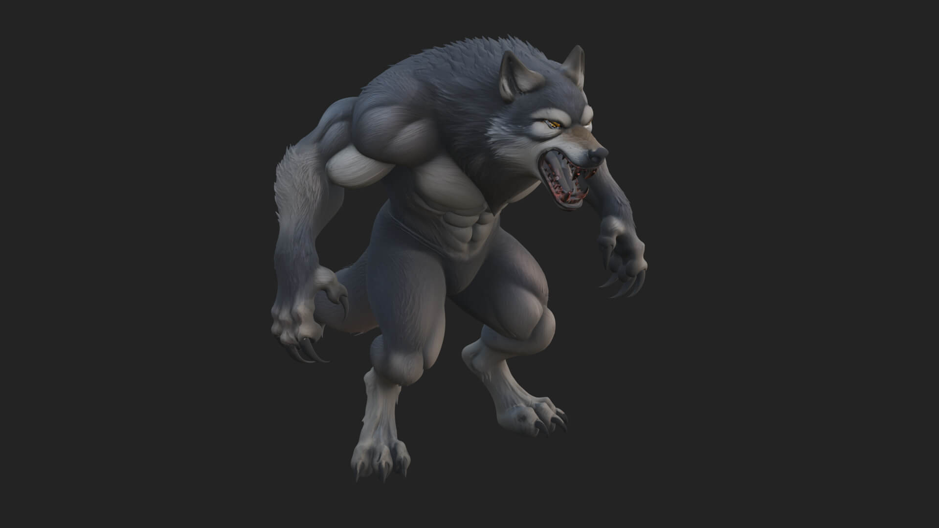 Standing Werewolf Statue Design 5 3D Print Model 3D Model