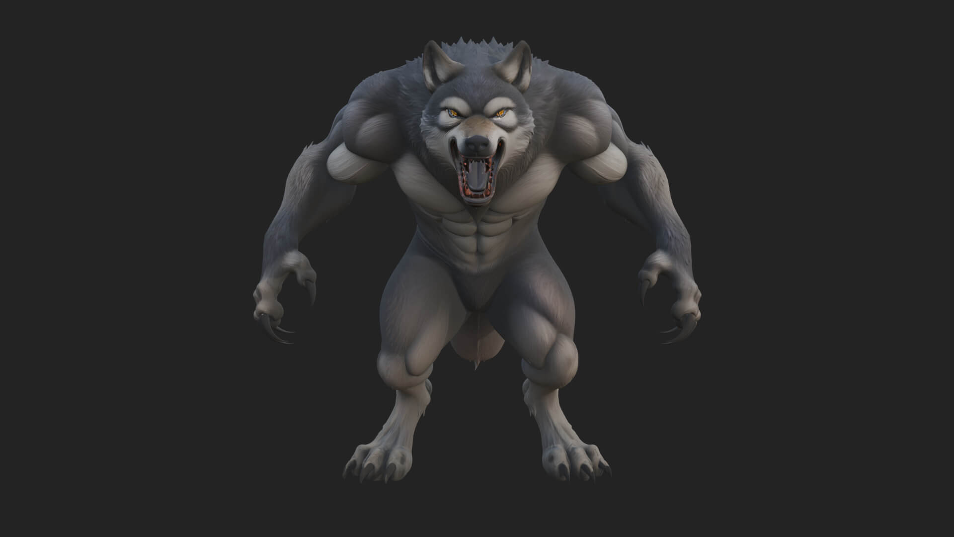 Standing Werewolf Statue Design 5 3D Print Model 3D Model