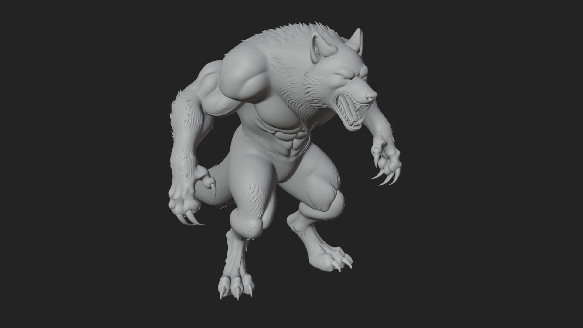 Standing Werewolf Statue Design 5 3D Print Model 3D Model