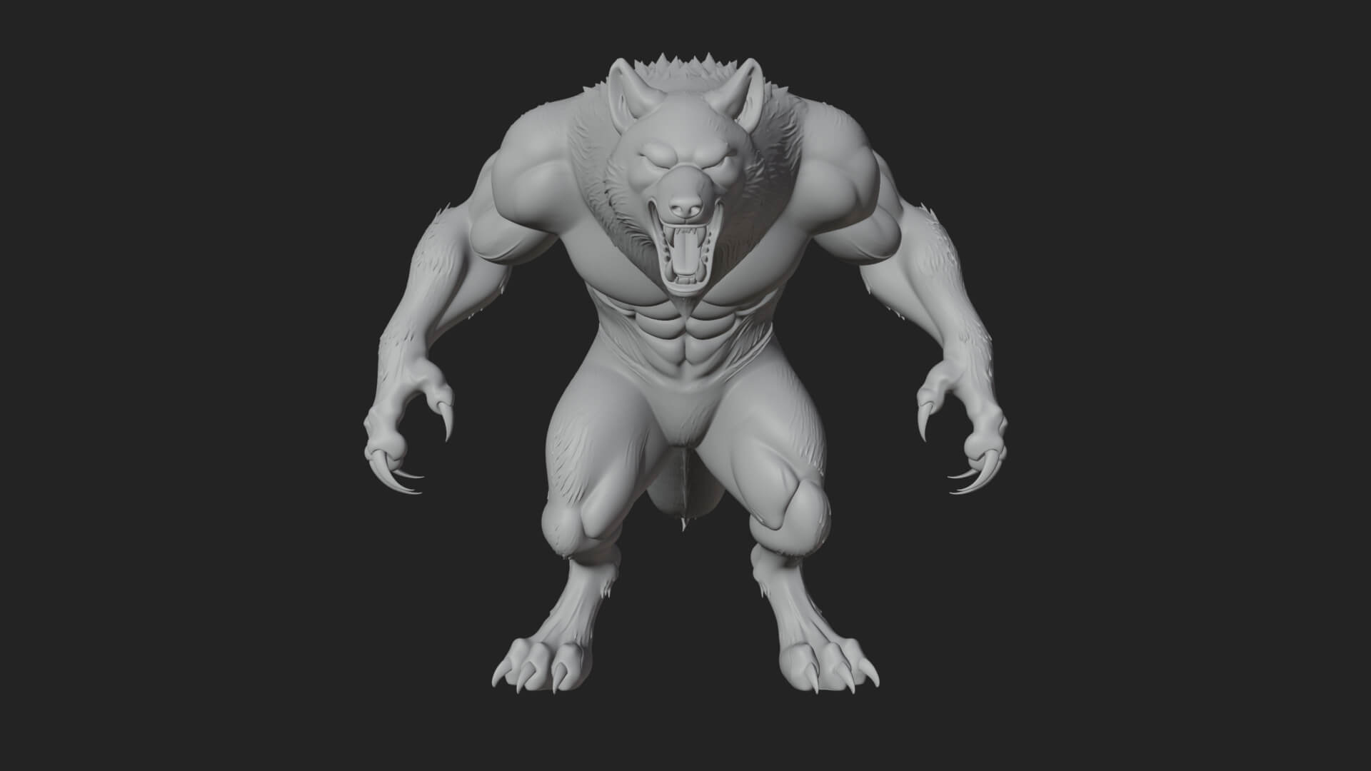 Standing Werewolf Statue Design 5 3D Print Model 3D Model