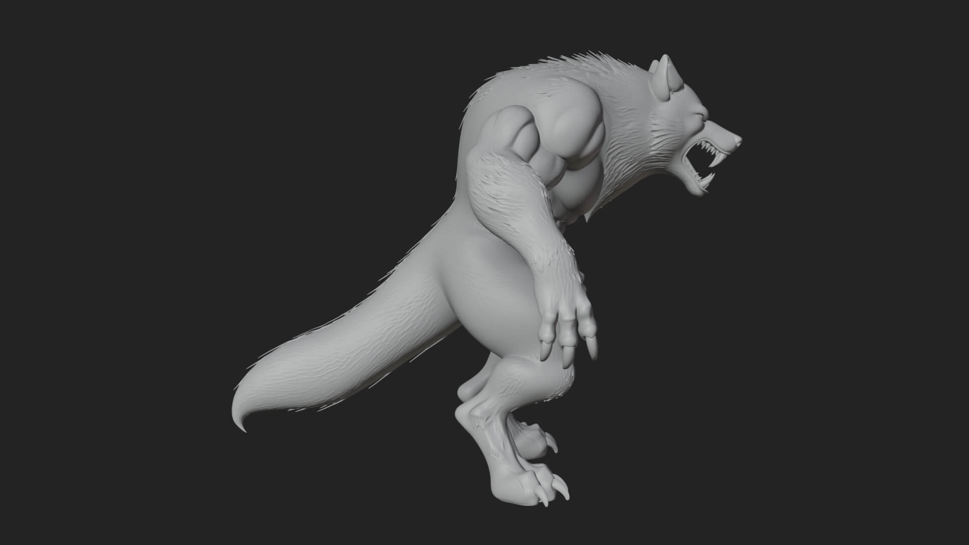 Standing Werewolf Statue Design 5 3D Print Model 3D Model