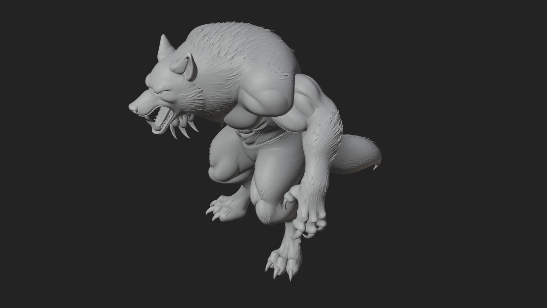 Standing Werewolf Statue Design 5 3D Print Model 3D Model