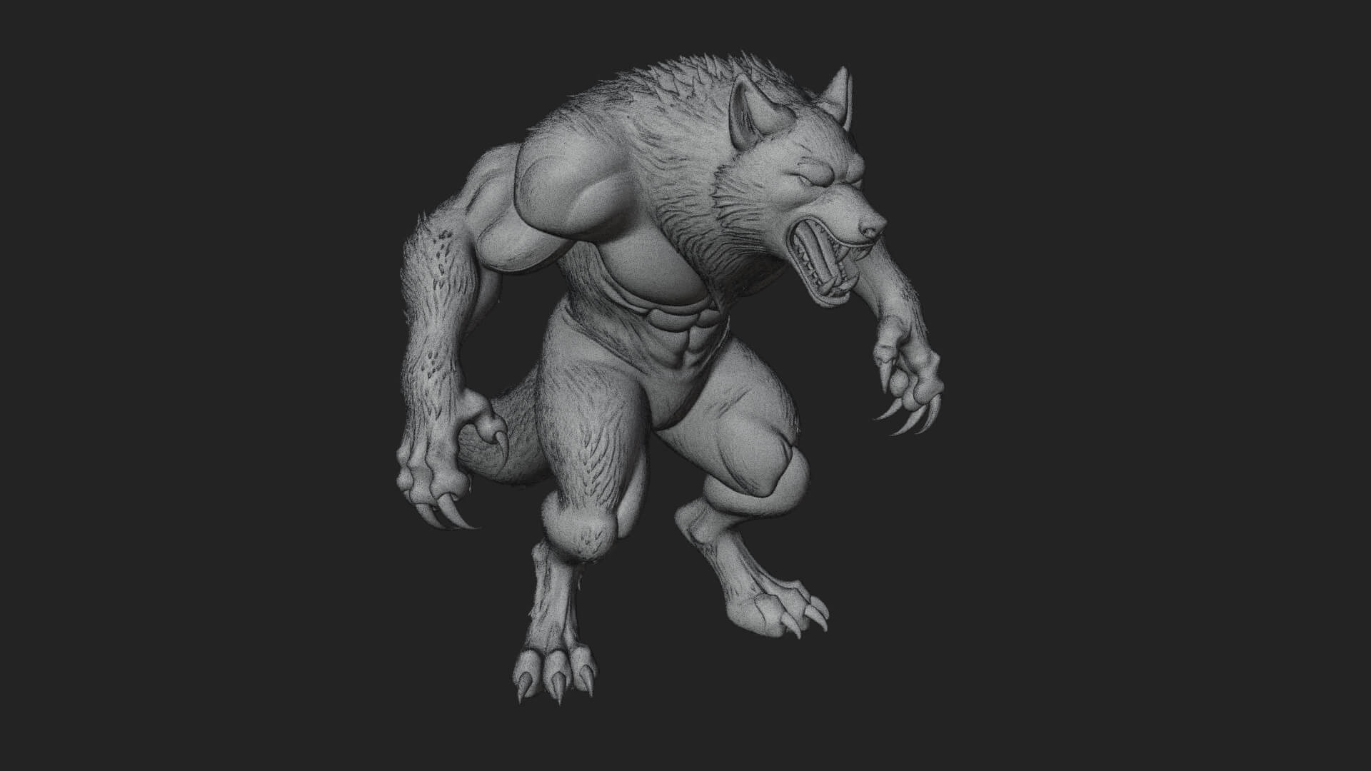 Standing Werewolf Statue Design 5 3D Print Model 3D Model