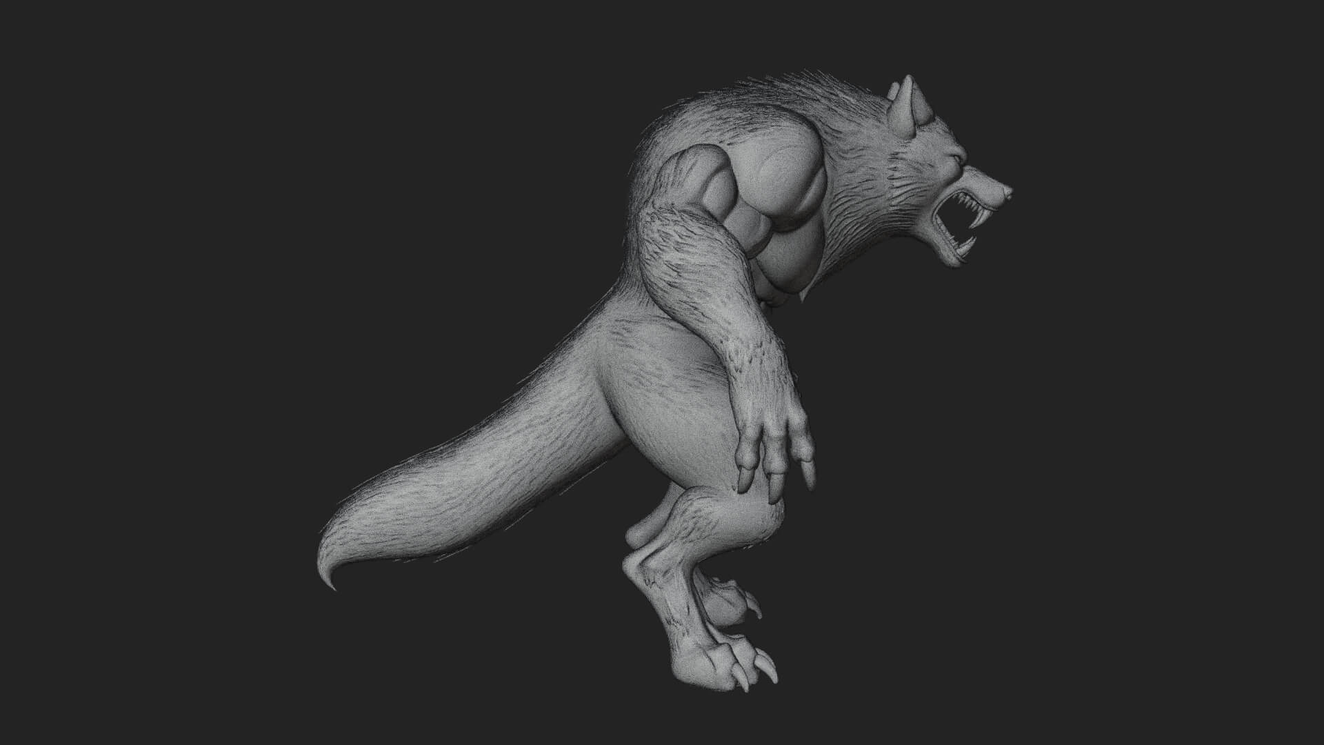 Standing Werewolf Statue Design 5 3D Print Model 3D Model