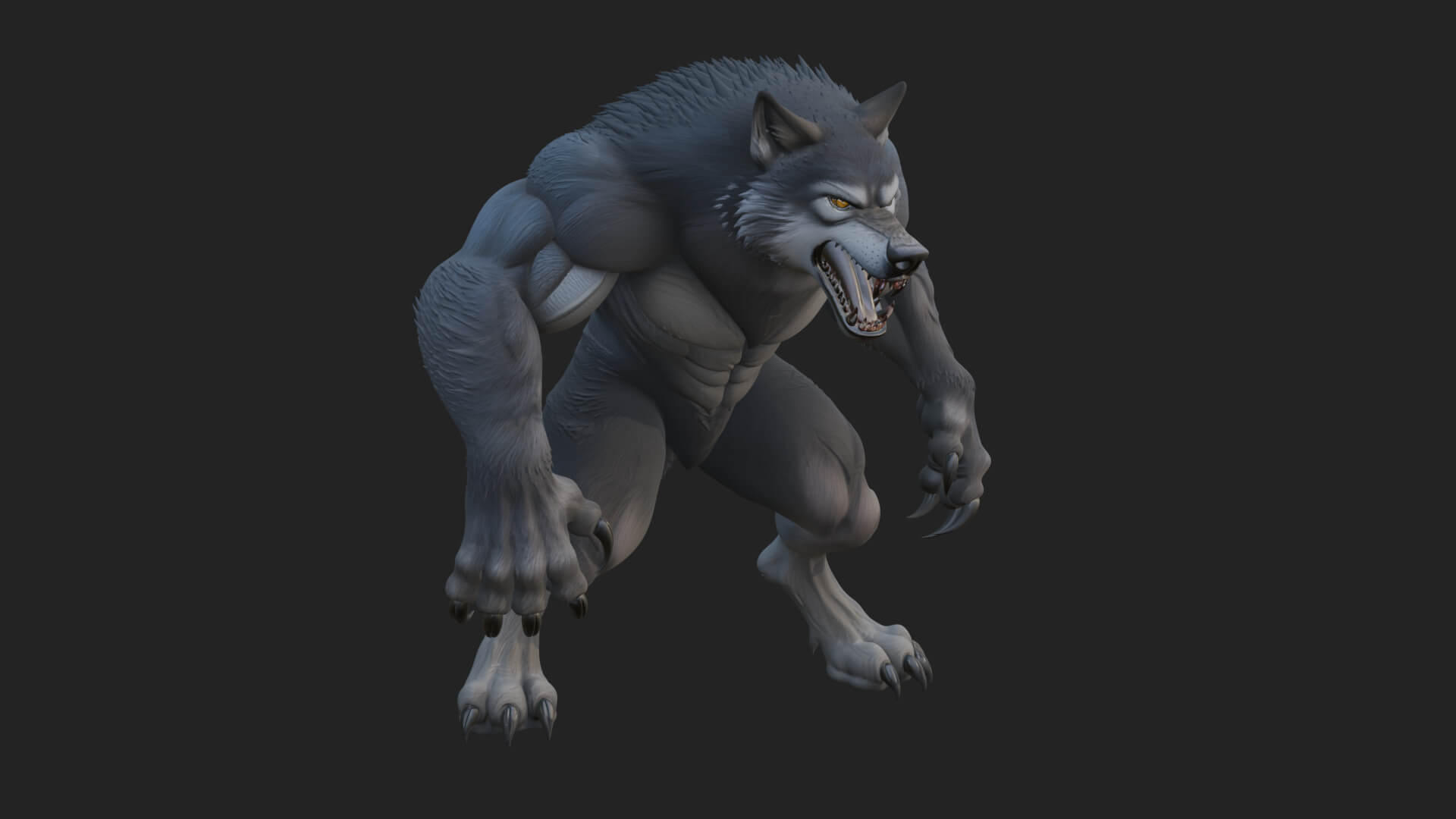 Standing Werewolf Statue Design 6 3D Print Model 3D Model