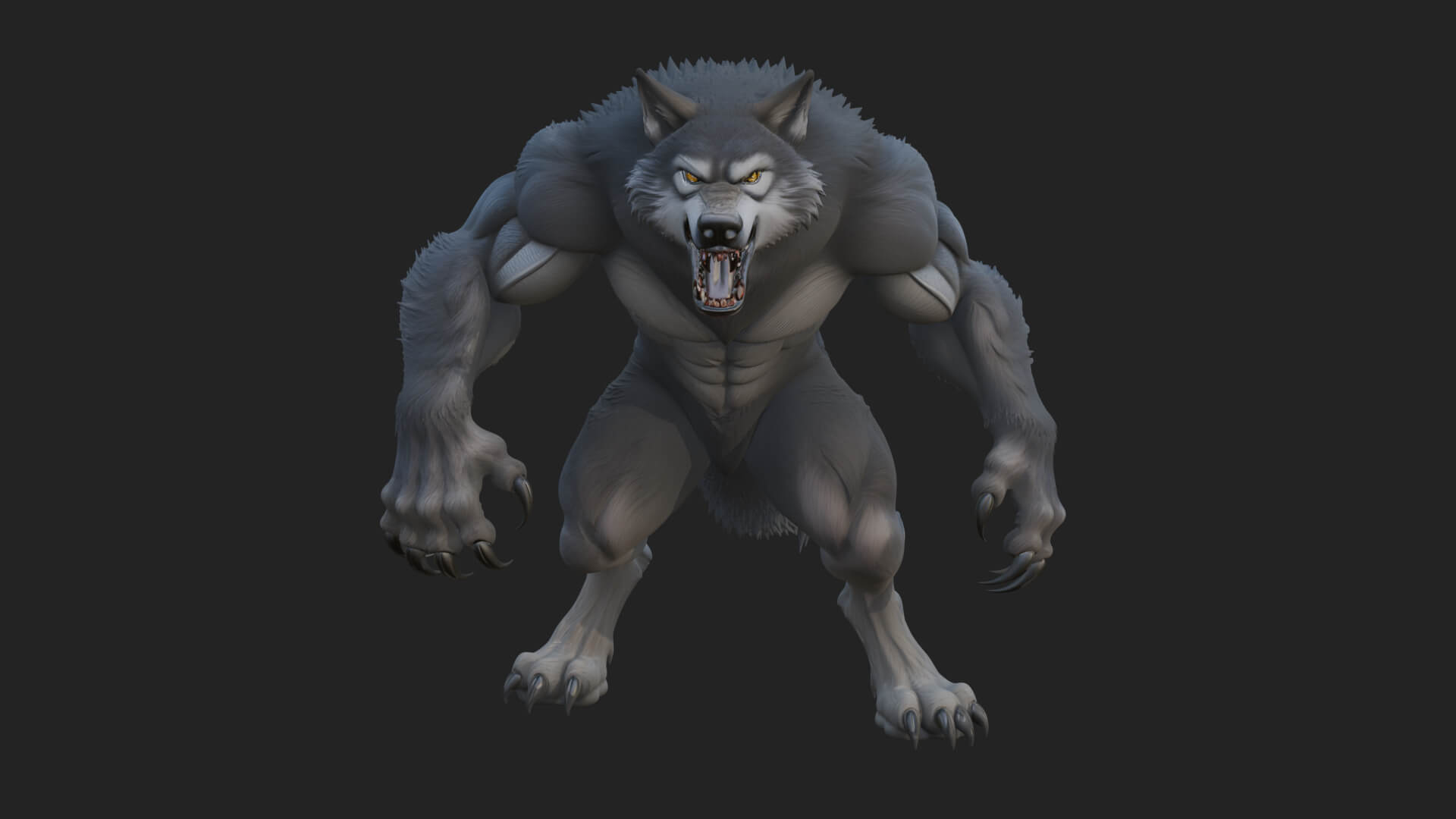 Standing Werewolf Statue Design 6 3D Print Model 3D Model