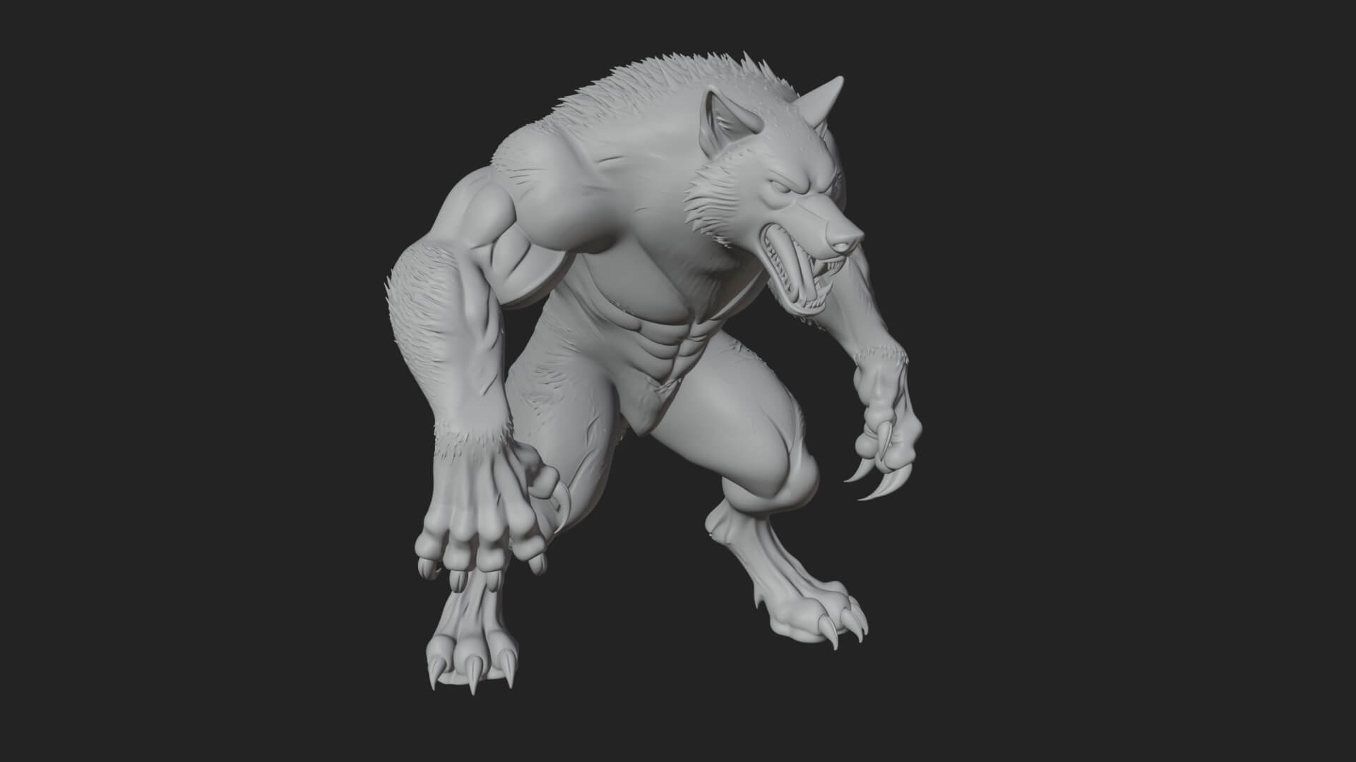 Standing Werewolf Statue Design 6 3D Print Model 3D Model