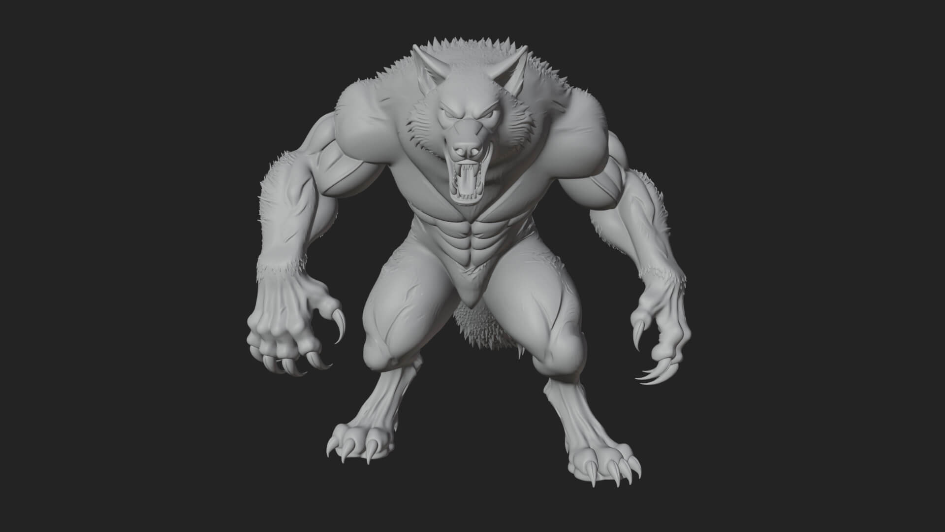 Standing Werewolf Statue Design 6 3D Print Model 3D Model