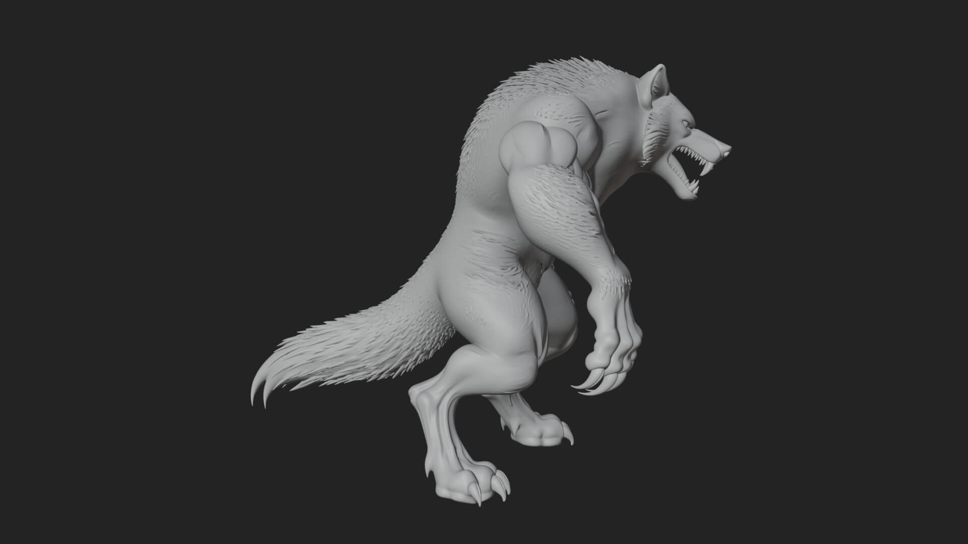 Standing Werewolf Statue Design 6 3D Print Model 3D Model