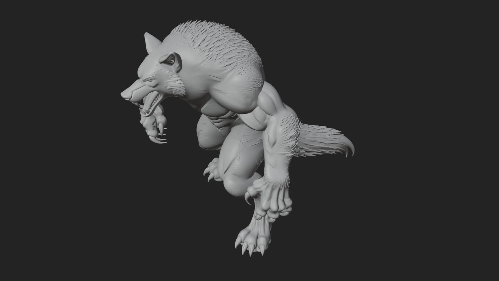 Standing Werewolf Statue Design 6 3D Print Model 3D Model