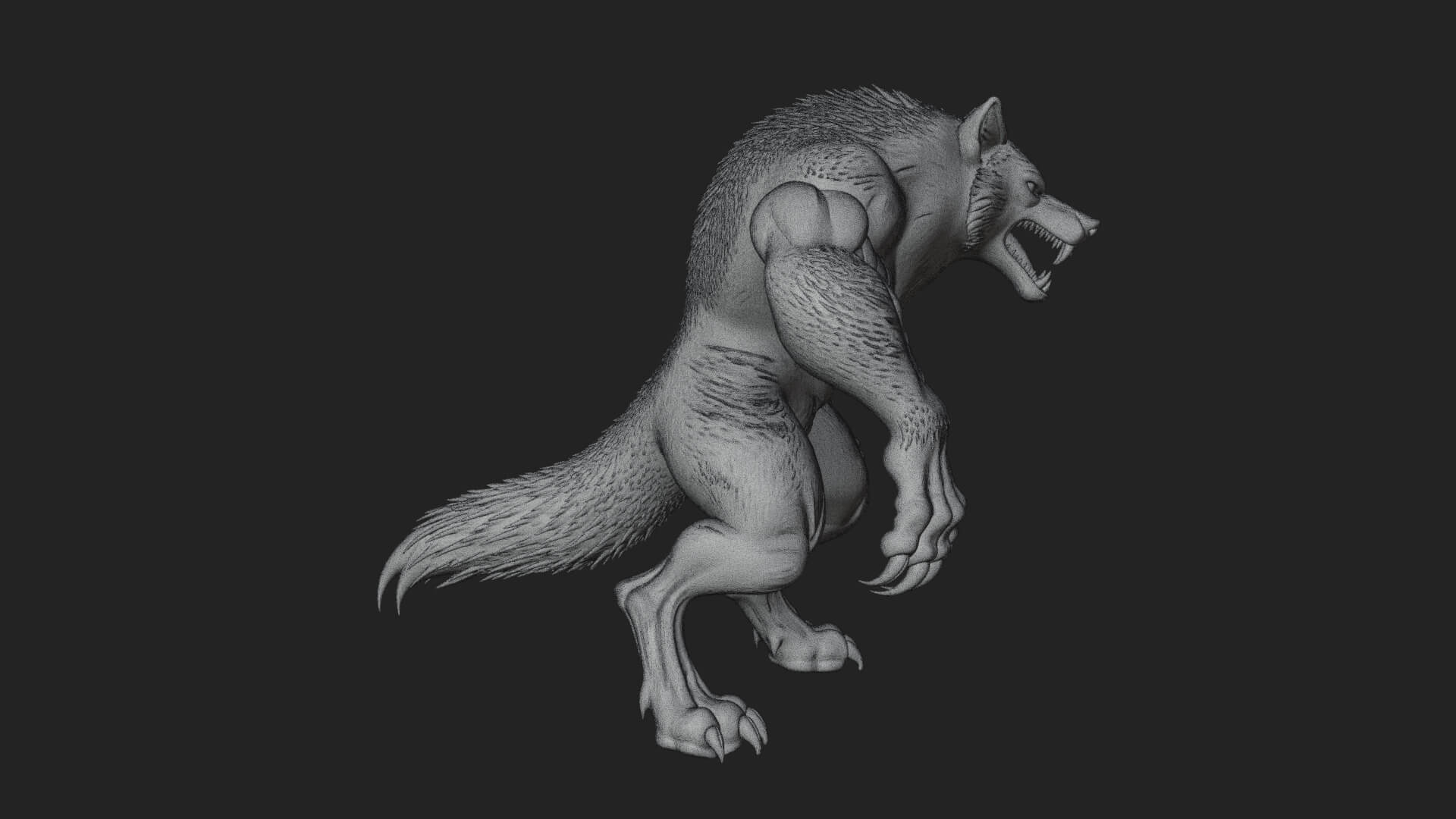 Standing Werewolf Statue Design 6 3D Print Model 3D Model