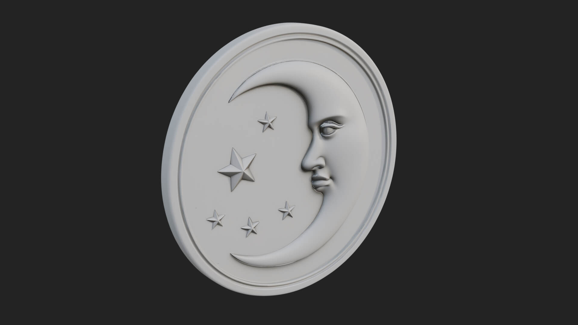 Star Crescent Moon Disc Plaque Design 1 3D Print Model 3D Model