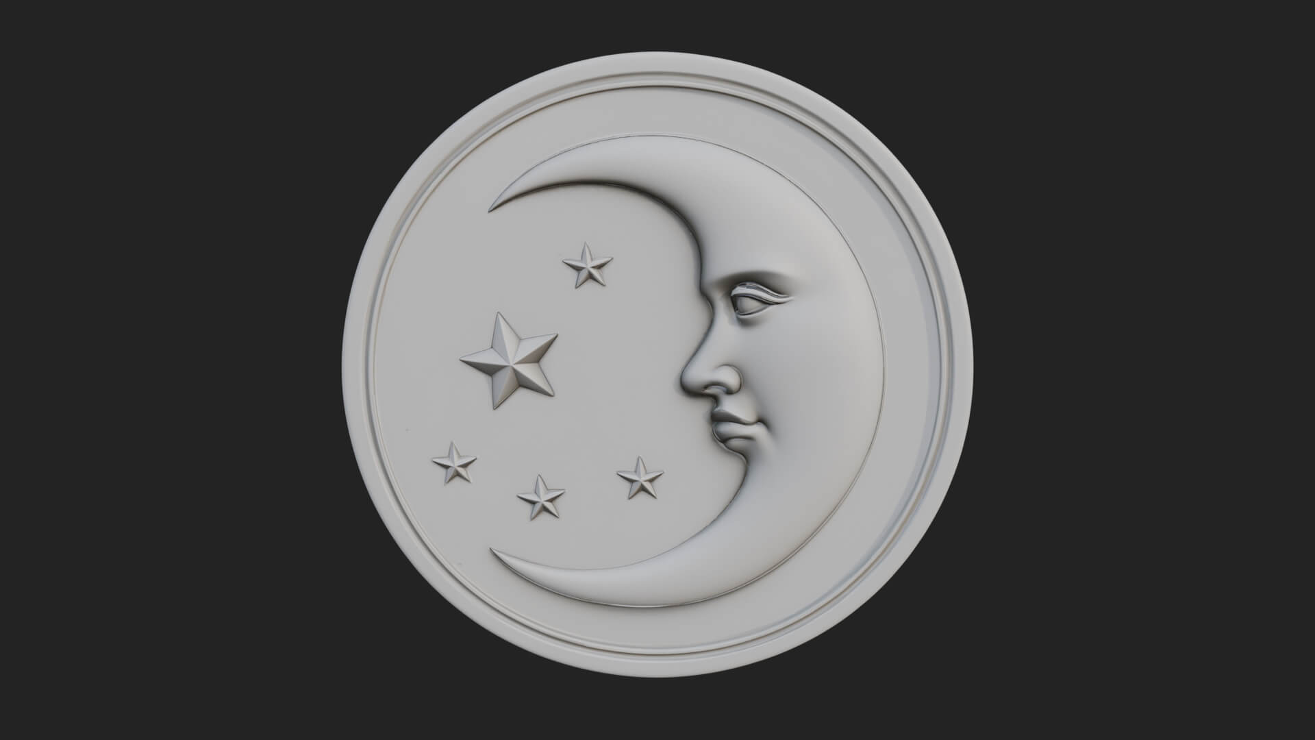 Star Crescent Moon Disc Plaque Design 1 3D Print Model 3D Model