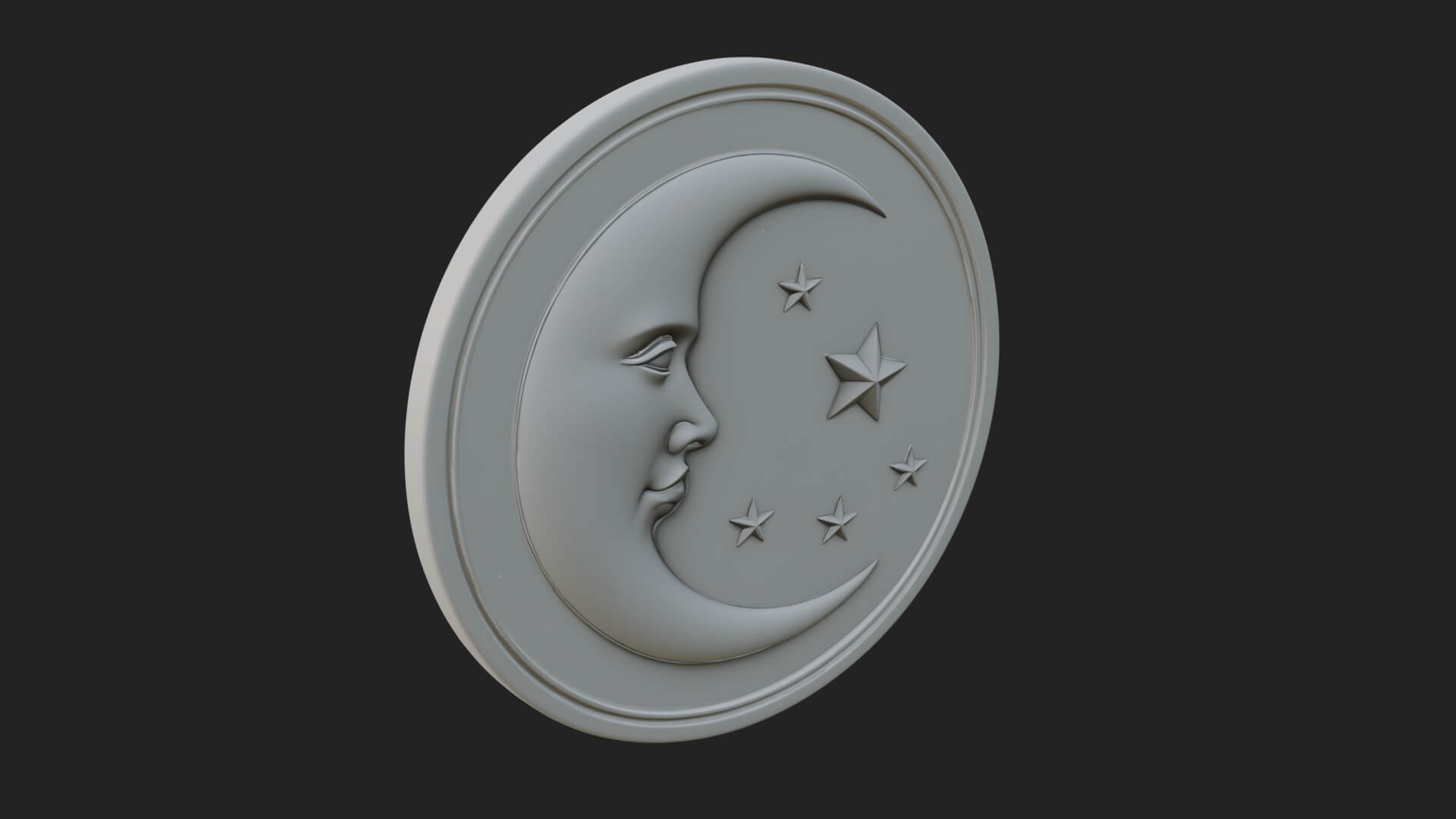 Star Crescent Moon Disc Plaque Design 1 3D Print Model 3D Model