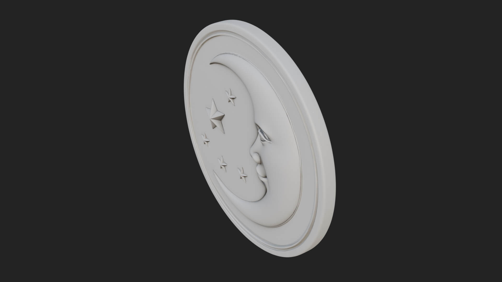 Star Crescent Moon Disc Plaque Design 1 3D Print Model 3D Model