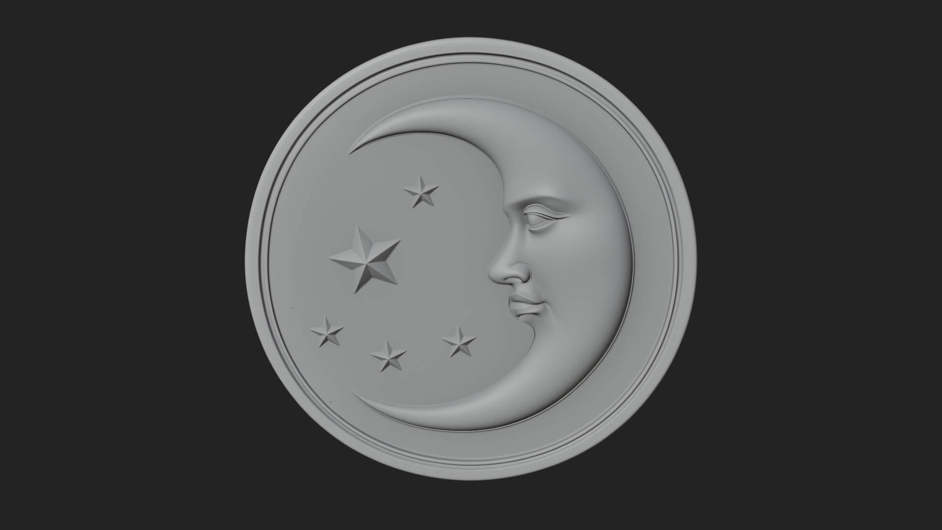 Star Crescent Moon Disc Plaque Design 1 3D Print Model 3D Model