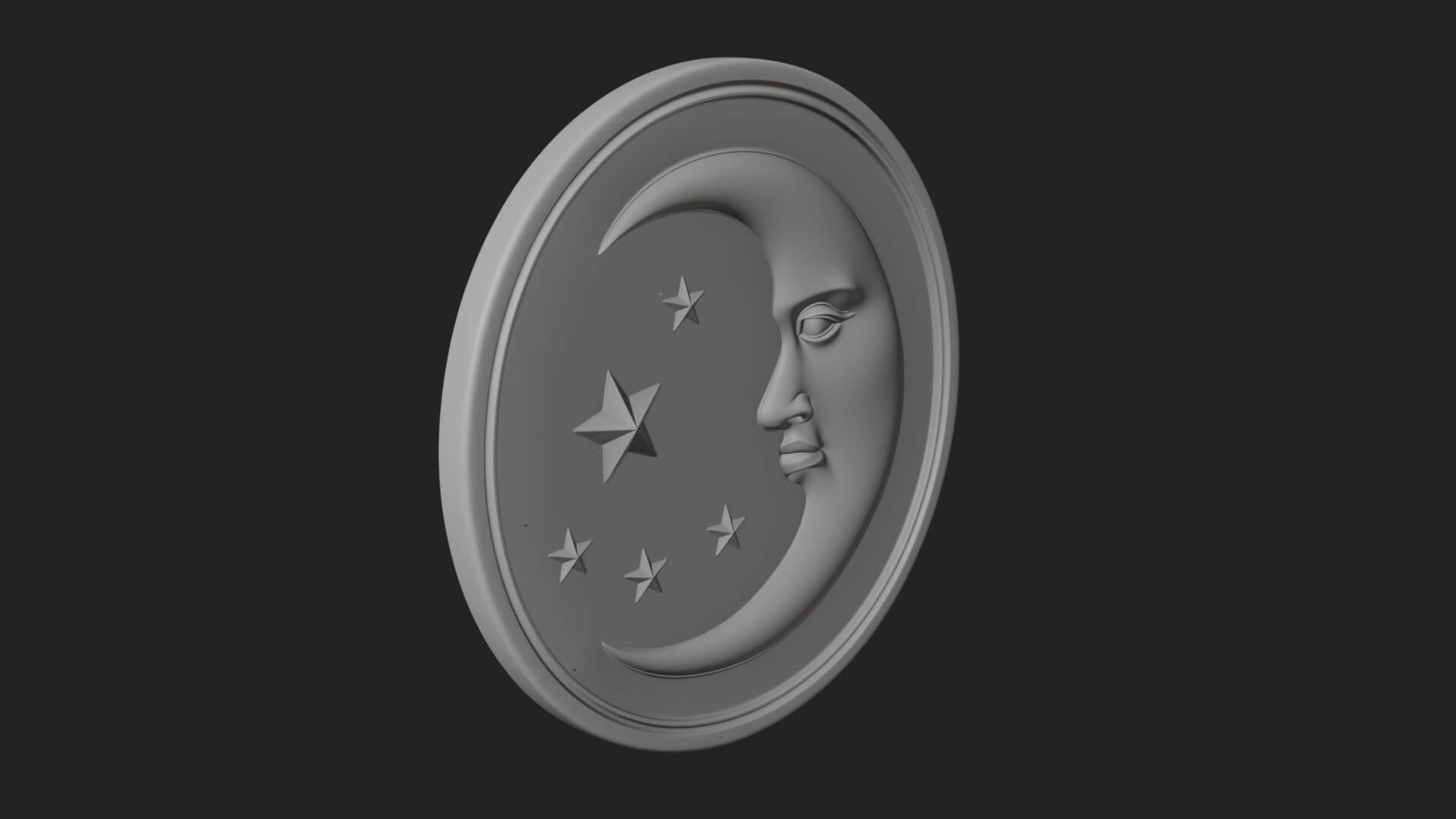 Star Crescent Moon Disc Plaque Design 1 3D Print Model 3D Model