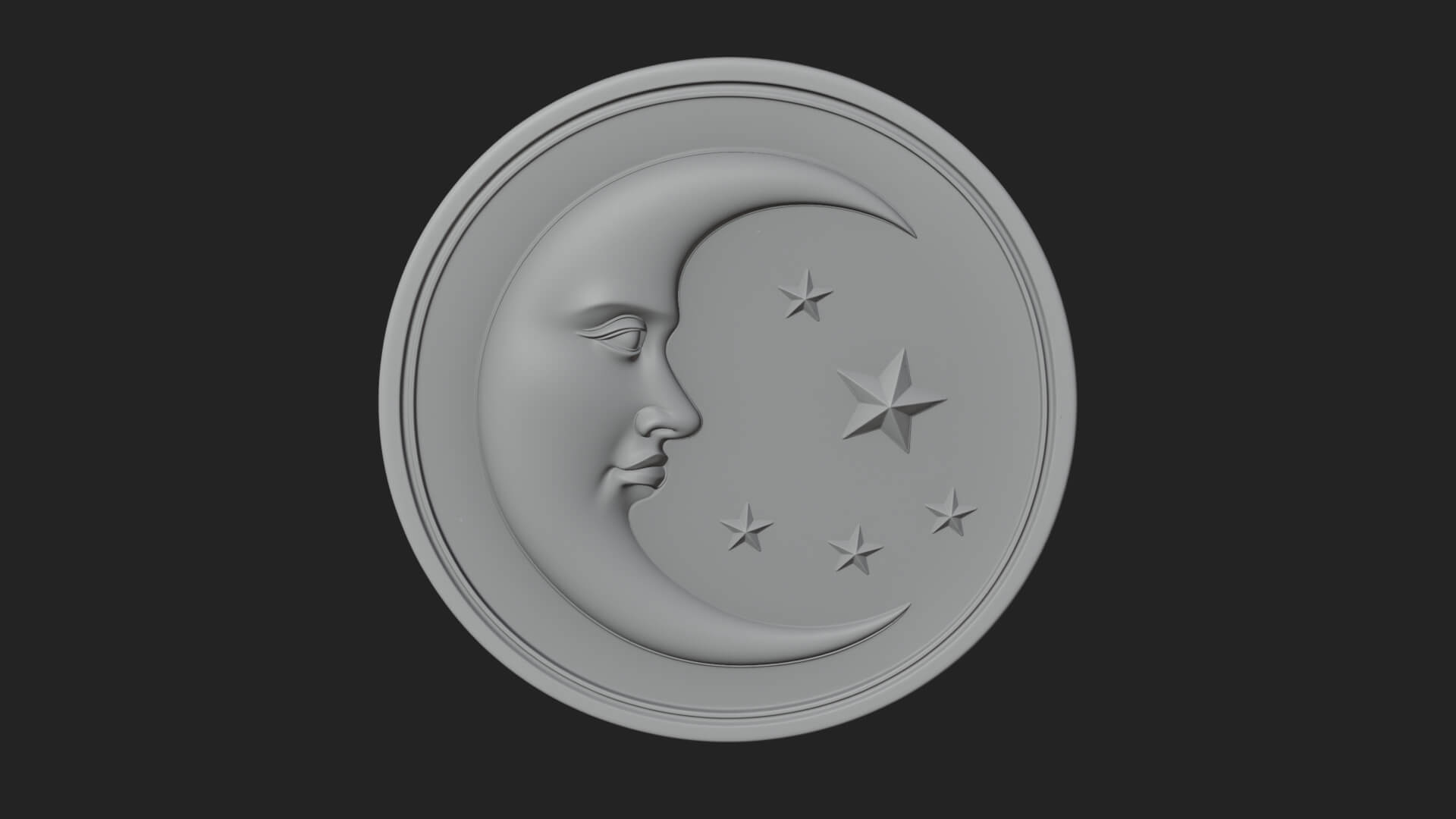 Star Crescent Moon Disc Plaque Design 1 3D Print Model 3D Model