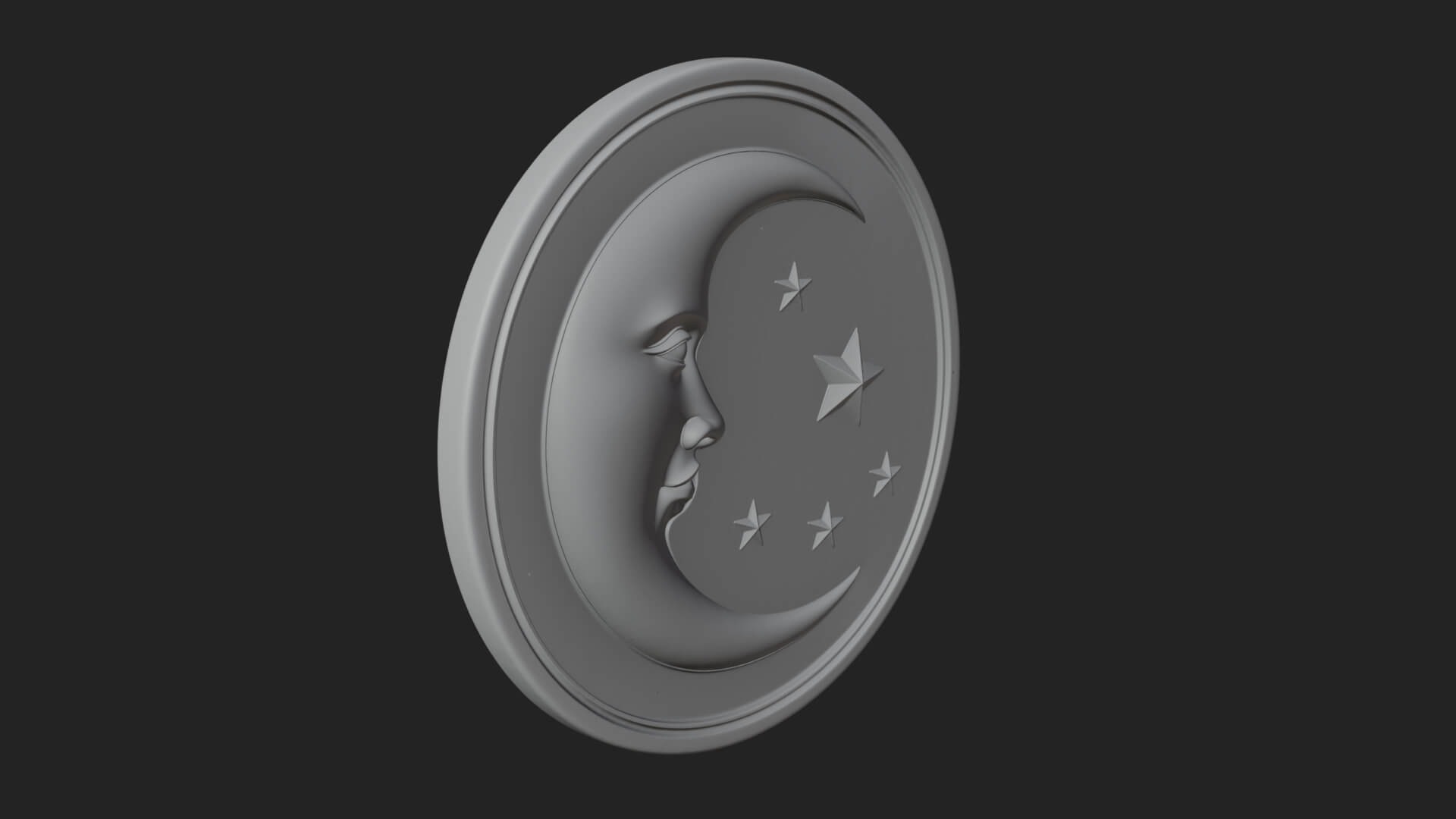 Star Crescent Moon Disc Plaque Design 1 3D Print Model 3D Model