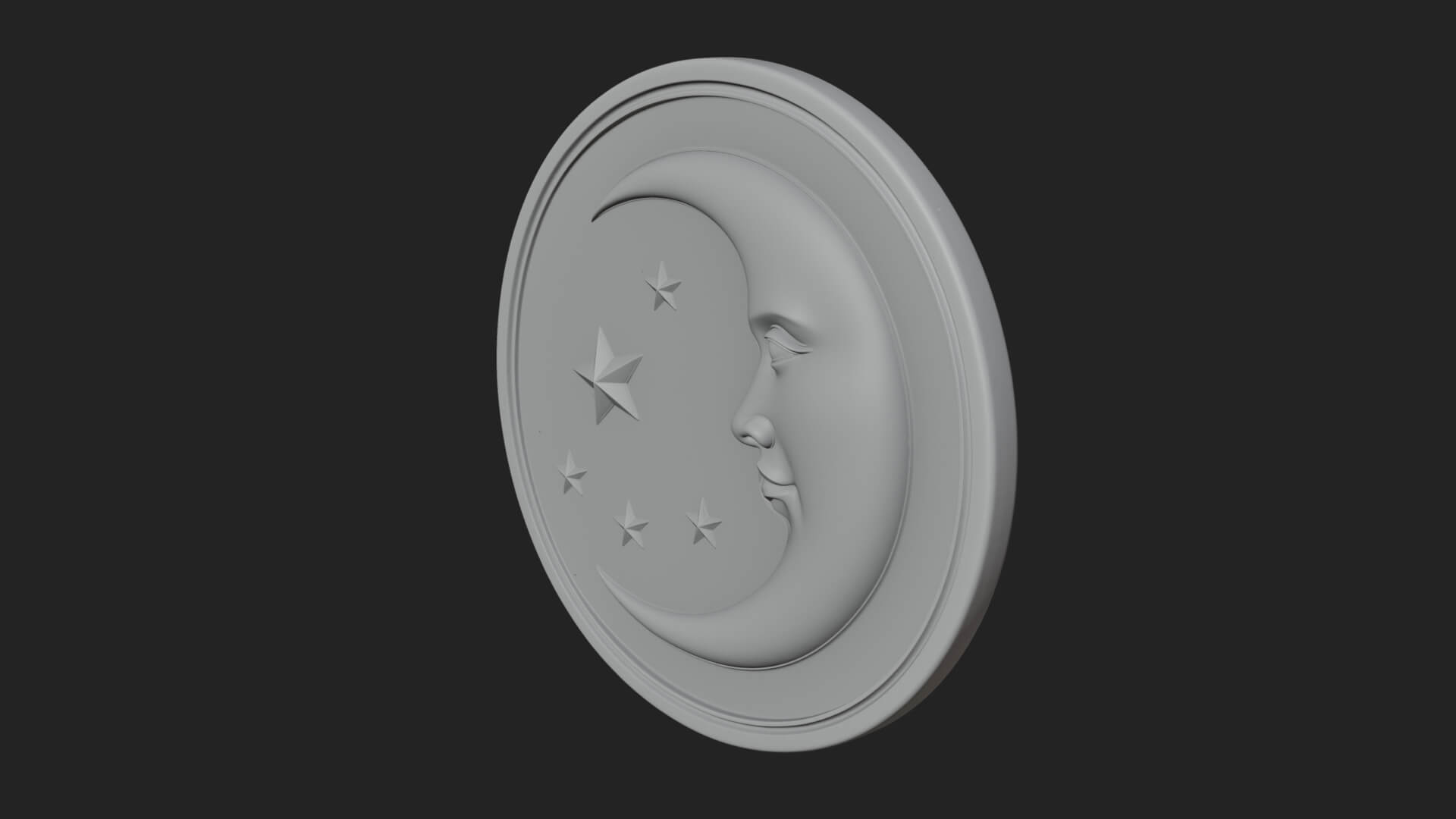 Star Crescent Moon Disc Plaque Design 1 3D Print Model 3D Model