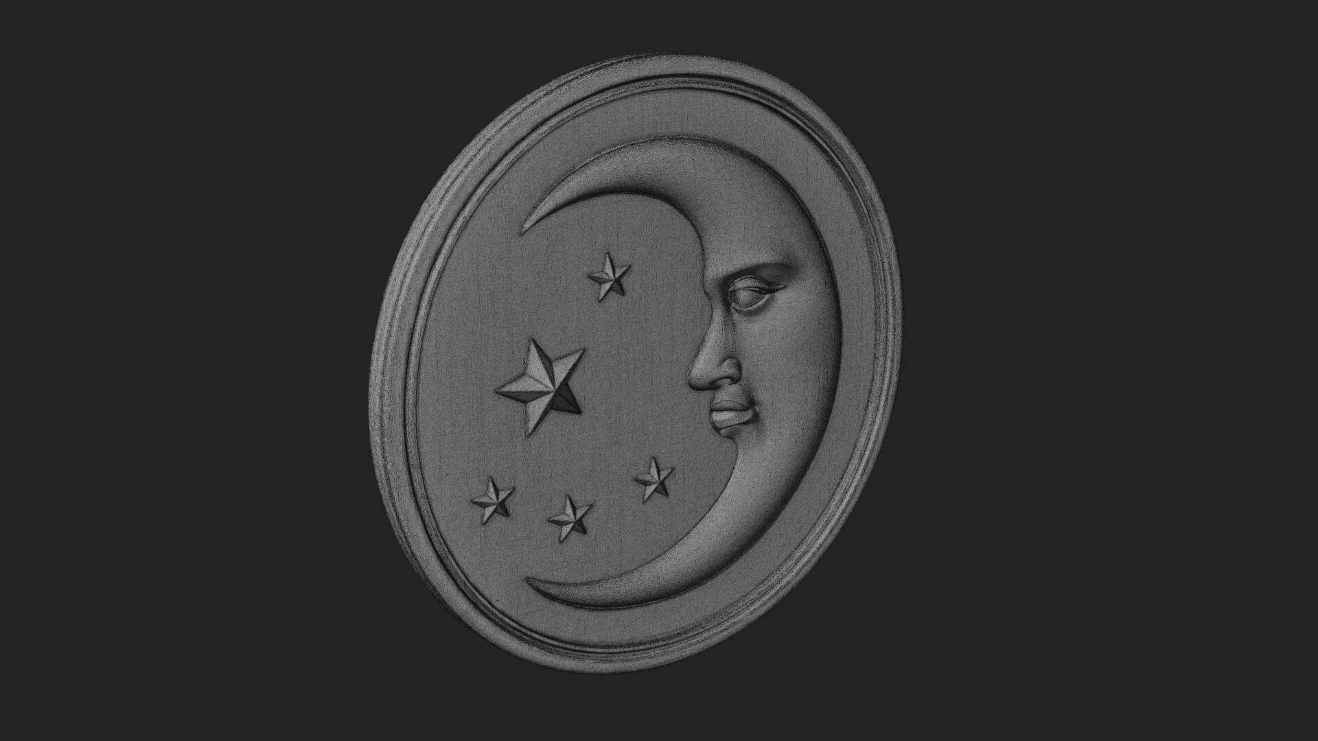 Star Crescent Moon Disc Plaque Design 1 3D Print Model 3D Model