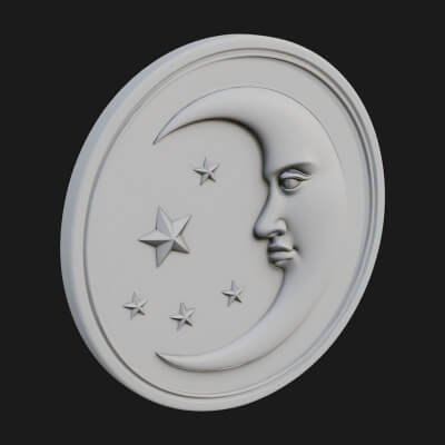 Star Crescent Moon Disc Plaque Design 1 3D Print Model