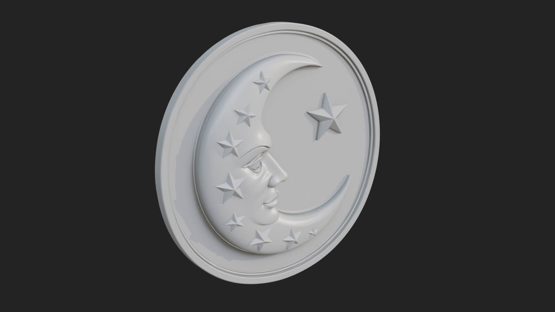 Star Crescent Moon Disc Plaque Design 2 3D Print Model 3D Model