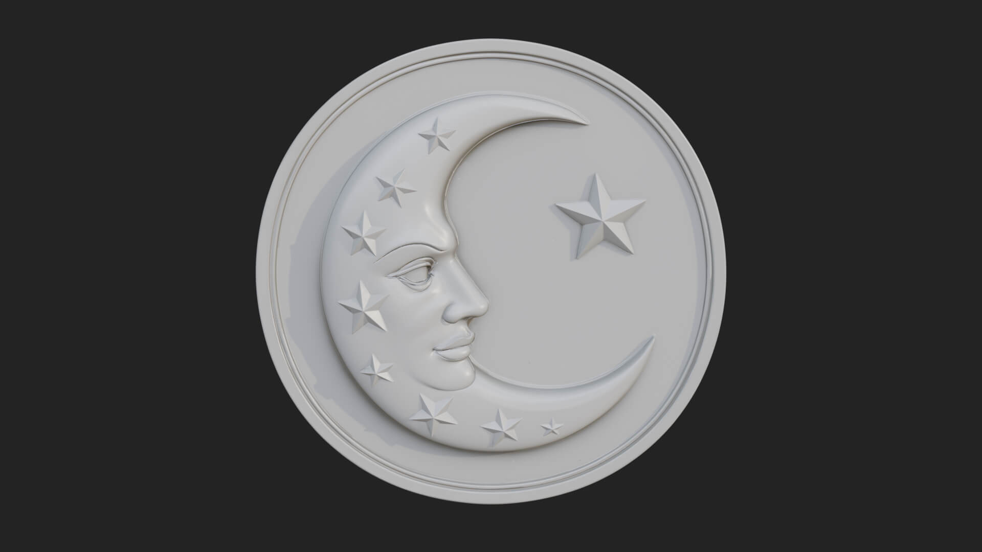 Star Crescent Moon Disc Plaque Design 2 3D Print Model 3D Model