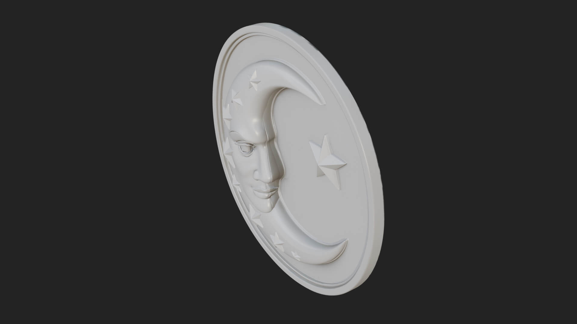 Star Crescent Moon Disc Plaque Design 2 3D Print Model 3D Model