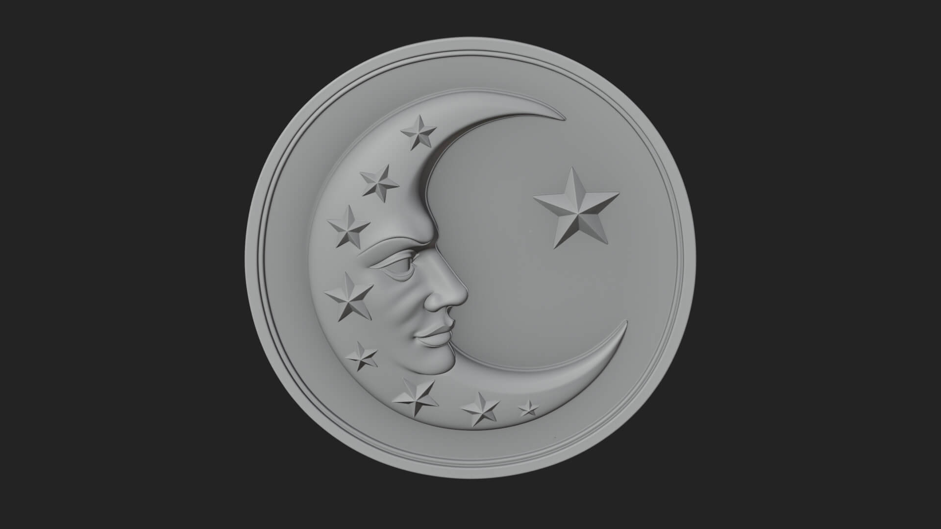 Star Crescent Moon Disc Plaque Design 2 3D Print Model 3D Model