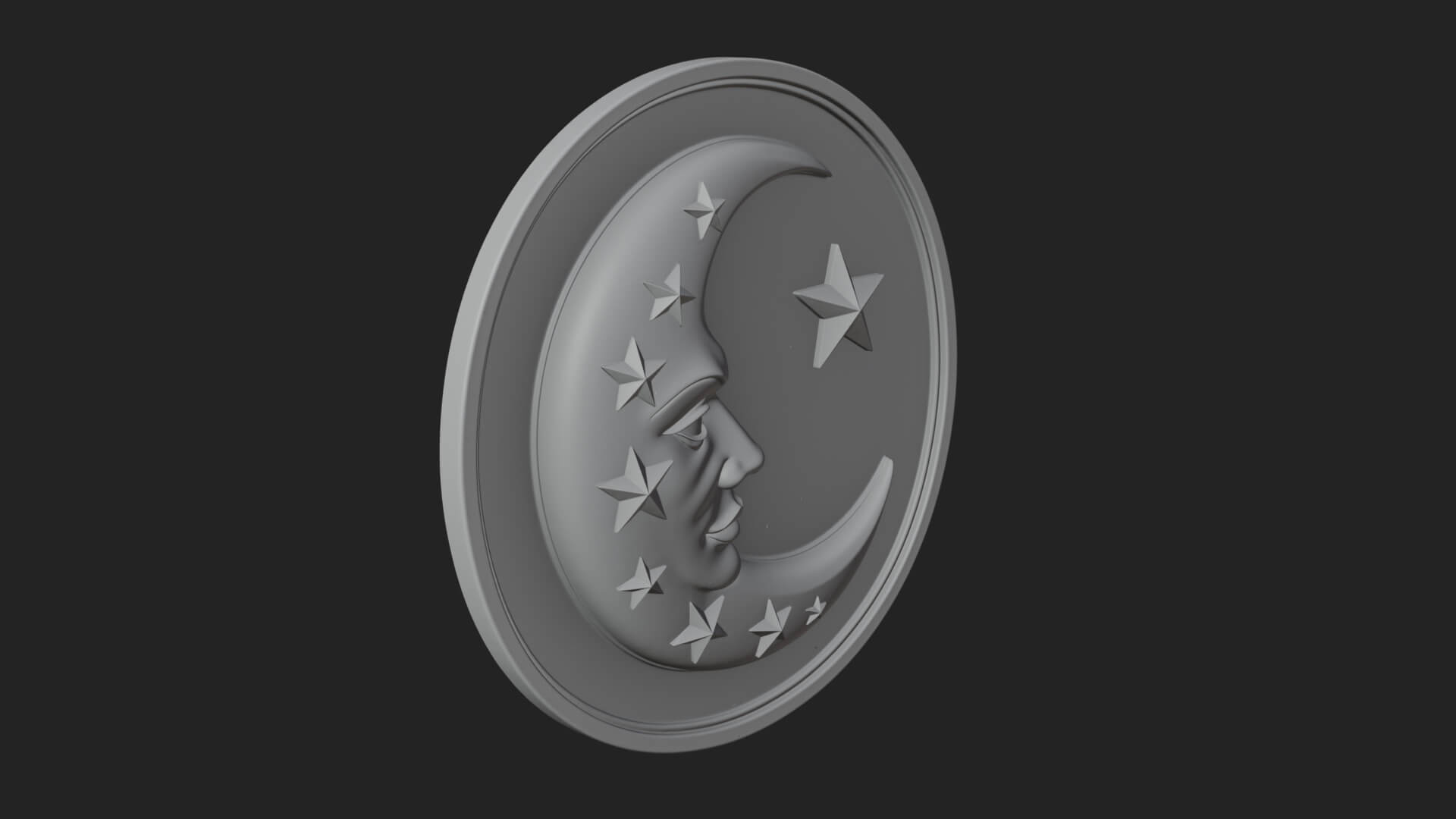Star Crescent Moon Disc Plaque Design 2 3D Print Model 3D Model
