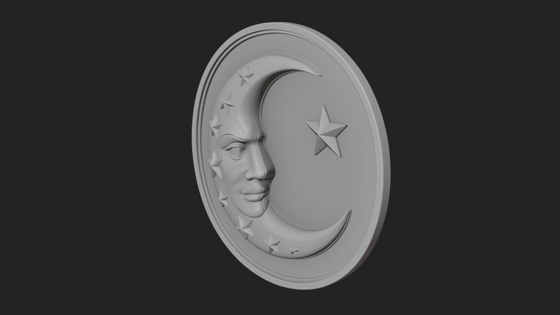 Star Crescent Moon Disc Plaque Design 2 3D Print Model 3D Model