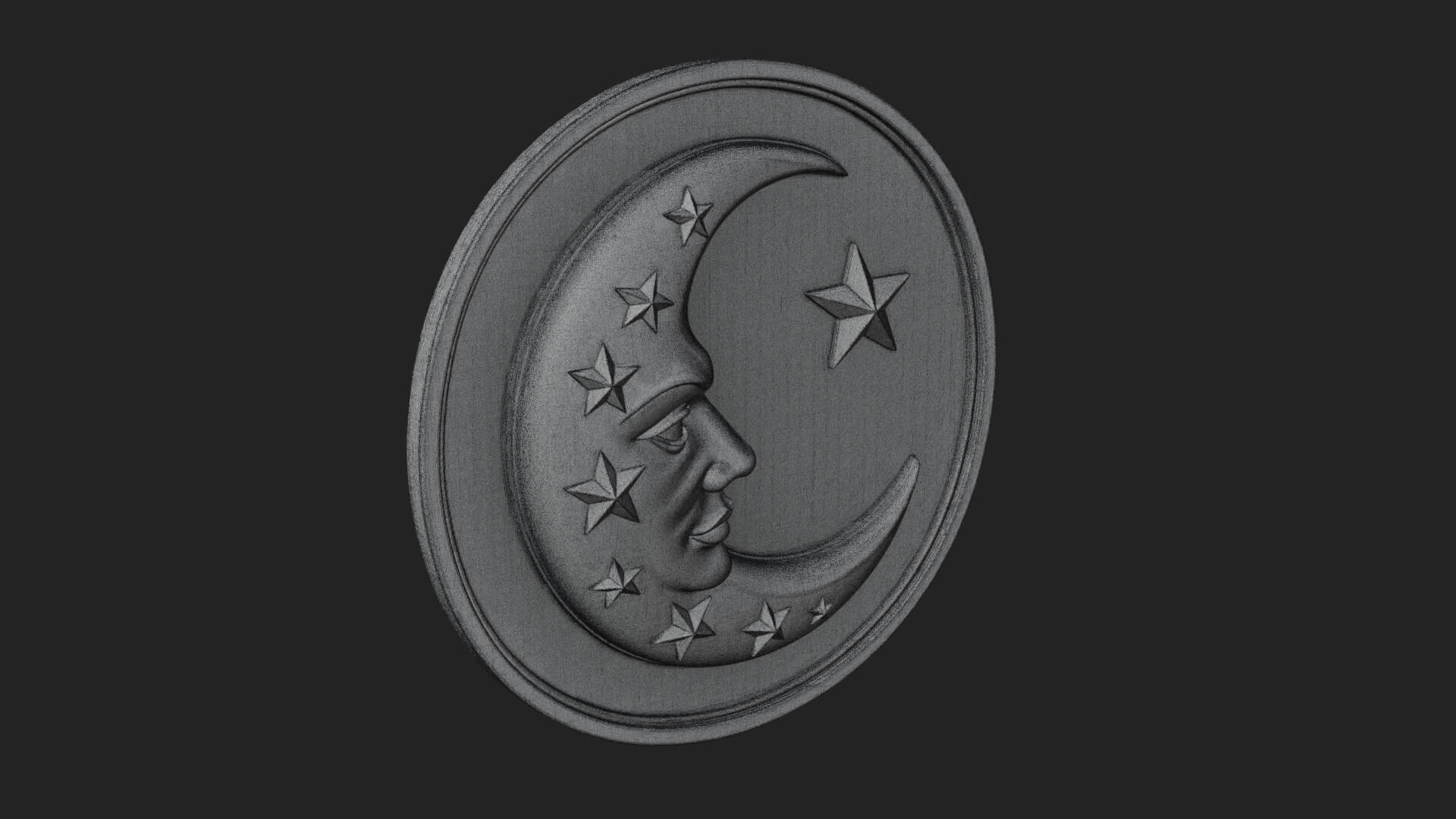 Star Crescent Moon Disc Plaque Design 2 3D Print Model 3D Model