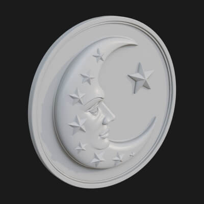 Star Crescent Moon Disc Plaque Design 2 3D Print Model