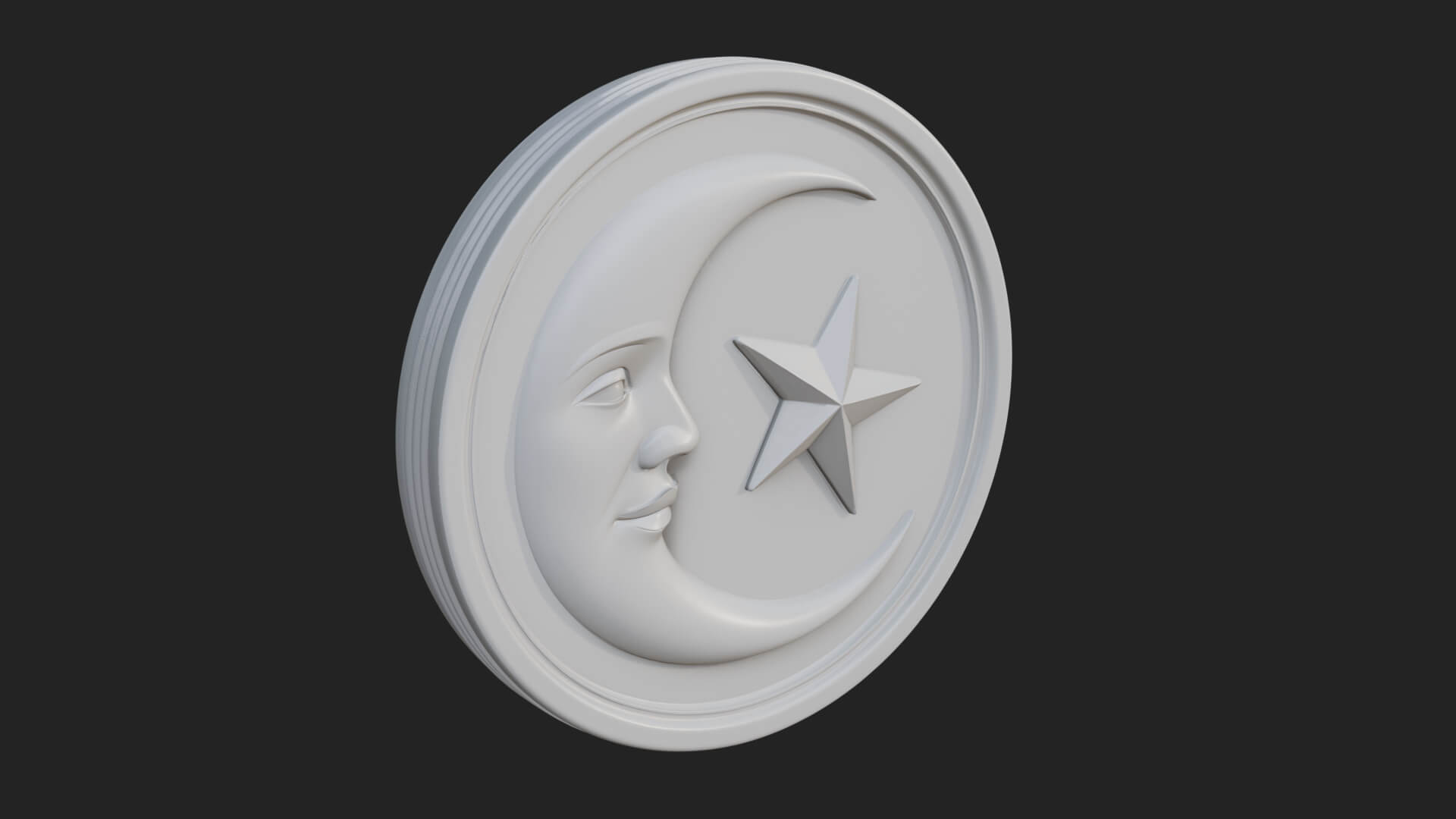 Star Crescent Moon Disc Plaque Design 3 3D Print Model 3D Model