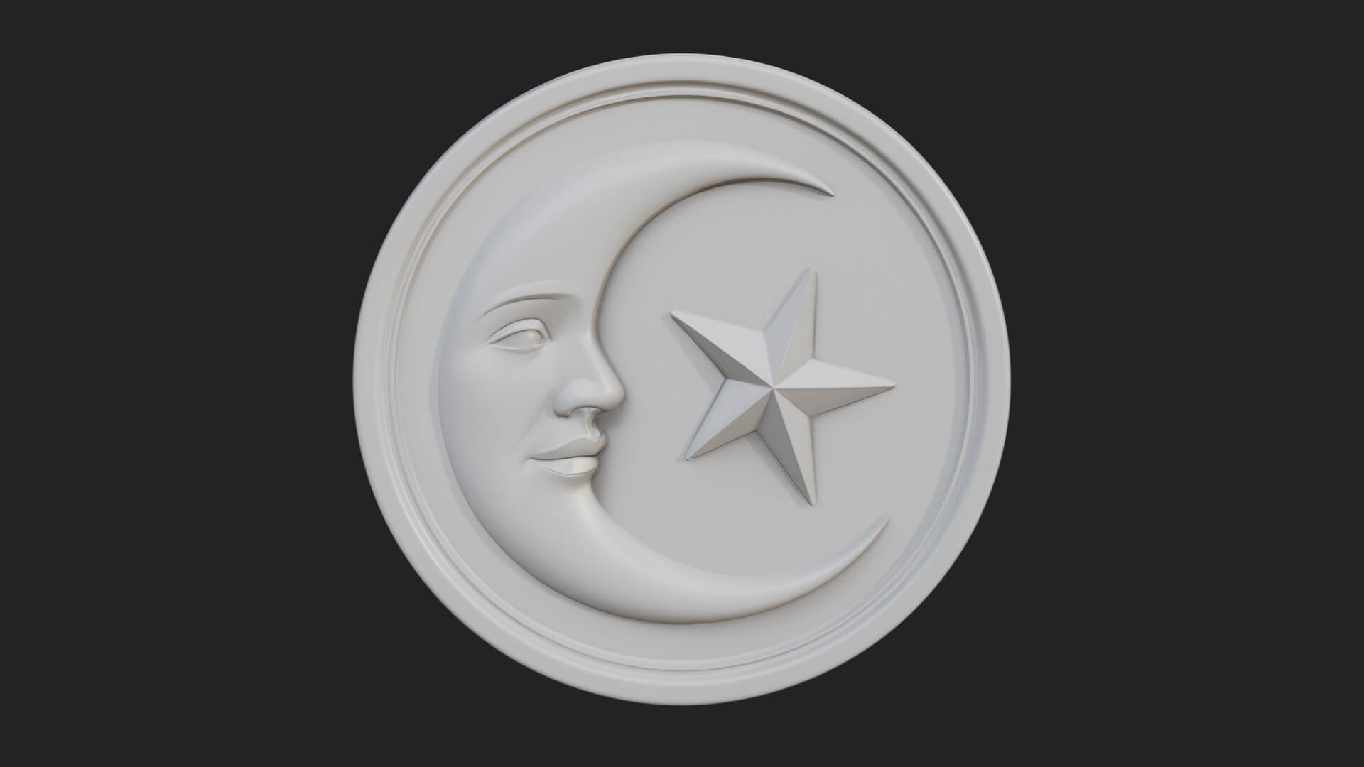 Star Crescent Moon Disc Plaque Design 3 3D Print Model 3D Model