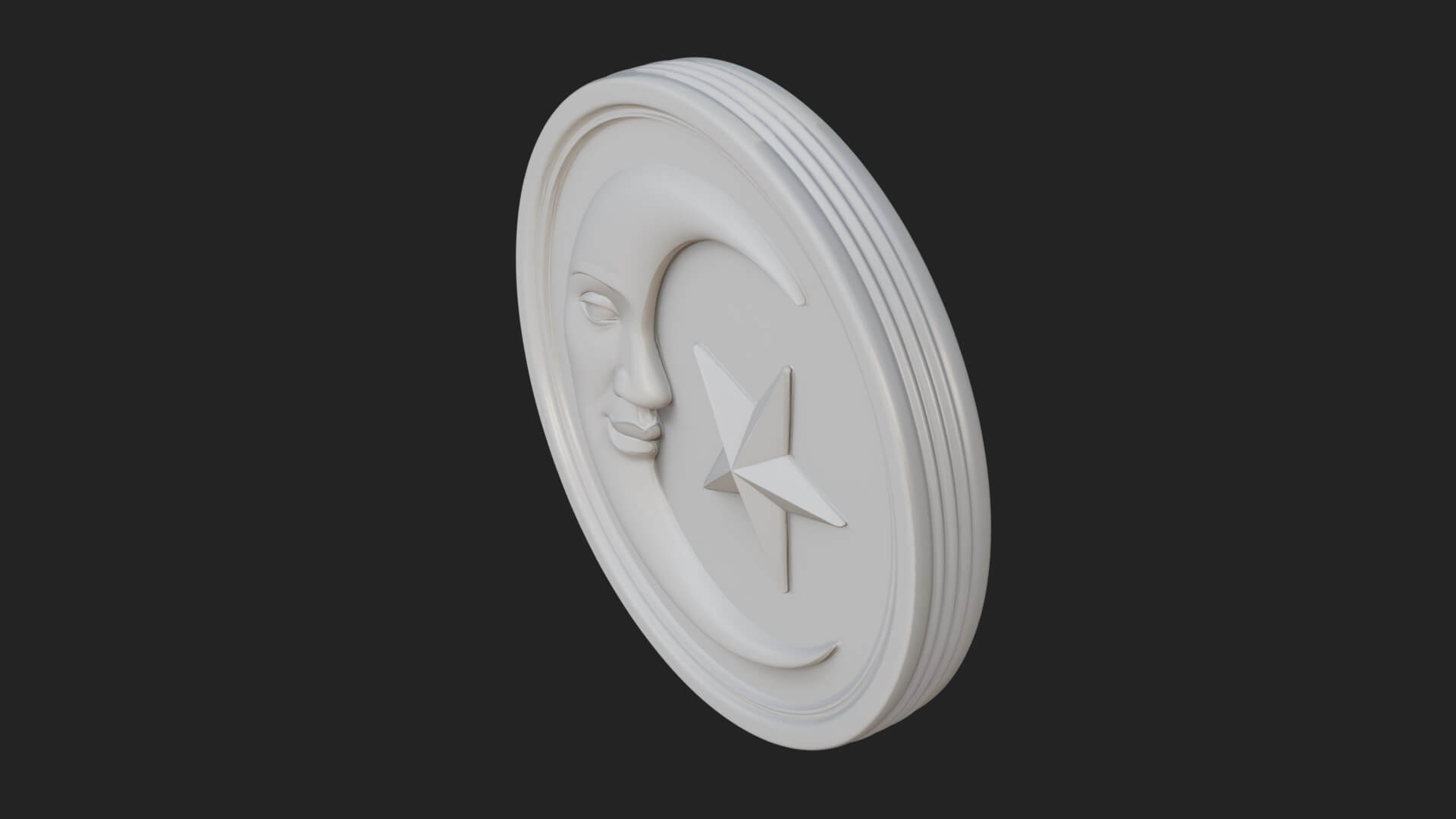Star Crescent Moon Disc Plaque Design 3 3D Print Model 3D Model