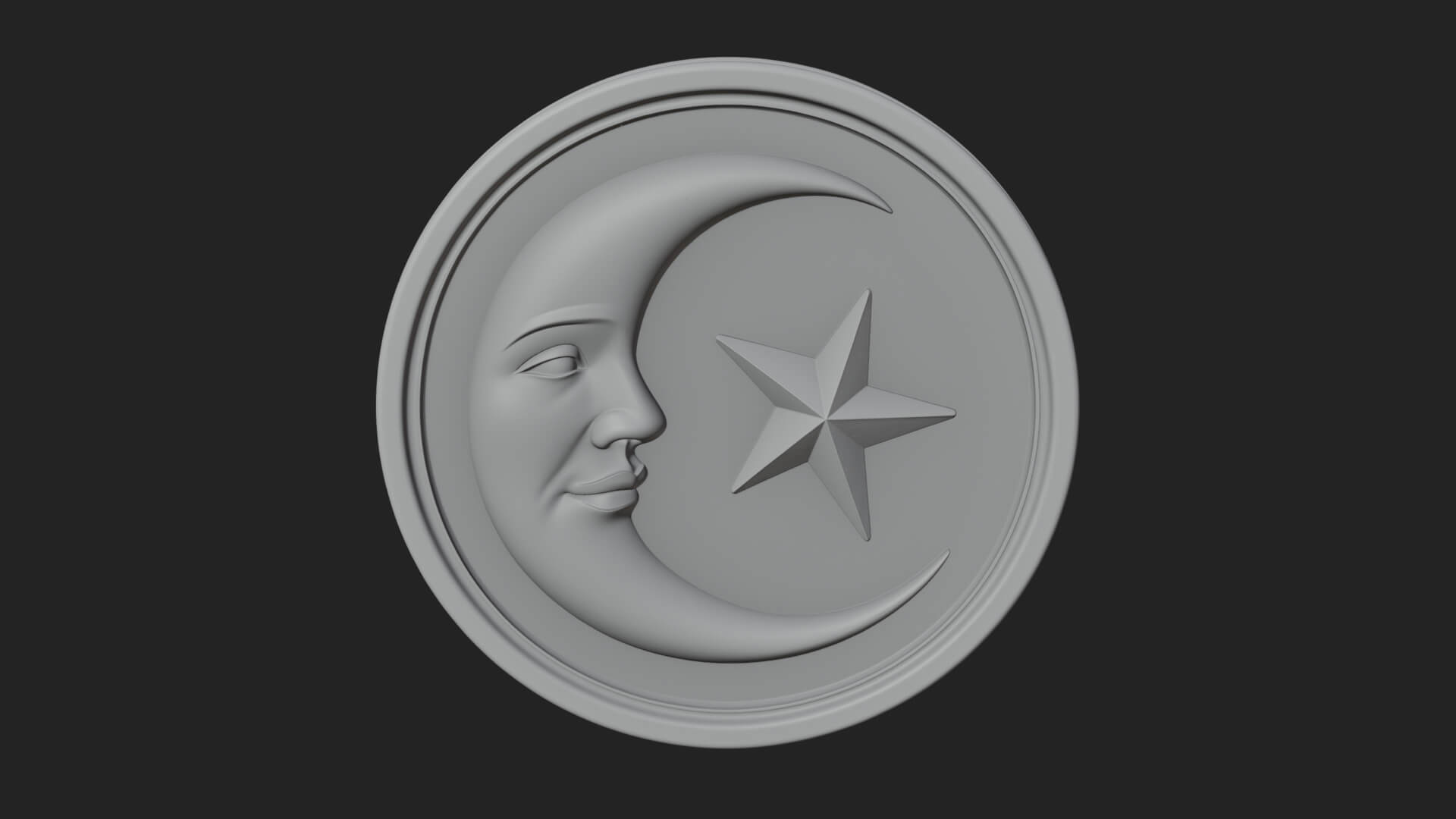 Star Crescent Moon Disc Plaque Design 3 3D Print Model 3D Model