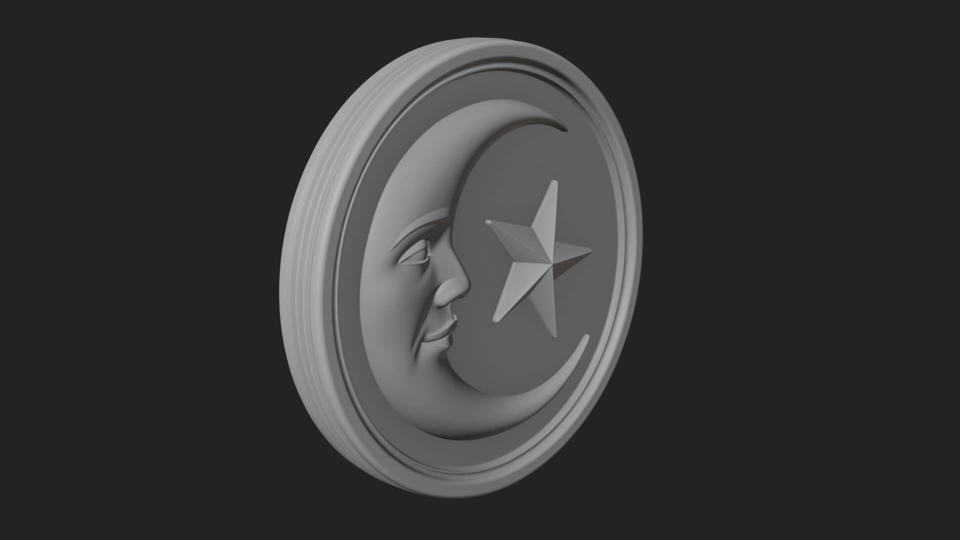 Star Crescent Moon Disc Plaque Design 3 3D Print Model 3D Model