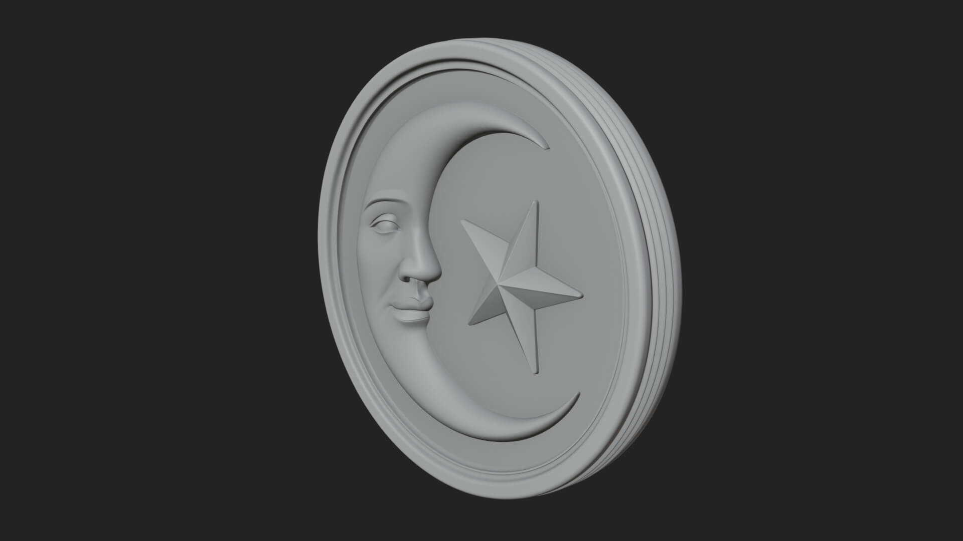 Star Crescent Moon Disc Plaque Design 3 3D Print Model 3D Model