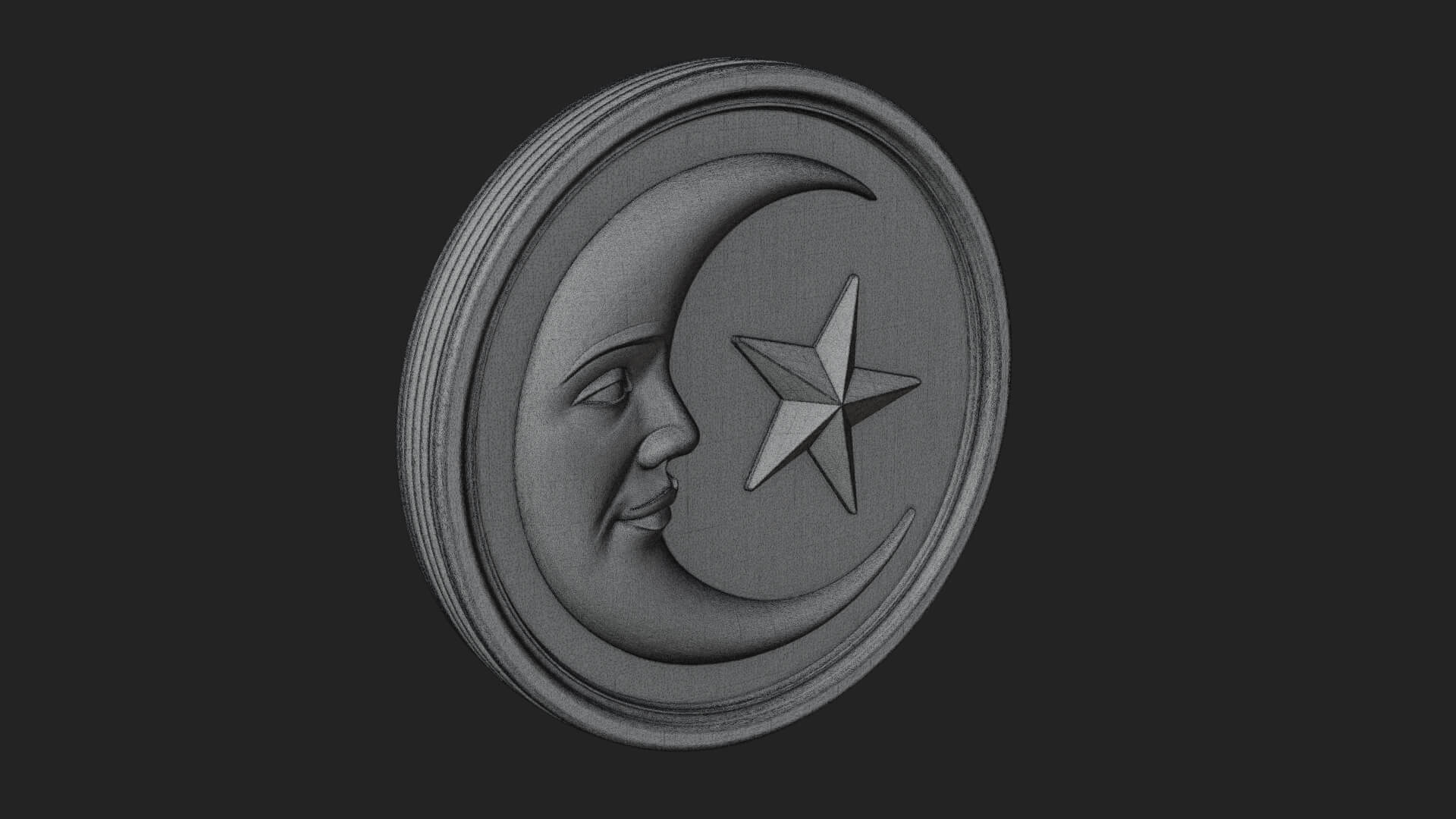 Star Crescent Moon Disc Plaque Design 3 3D Print Model 3D Model