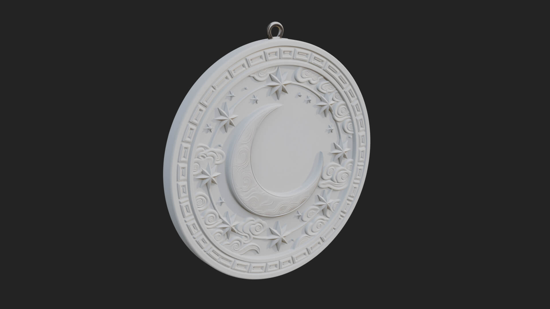 Star Crescent Moon Disc Plaque Design 4 3D Print Model 3D Model