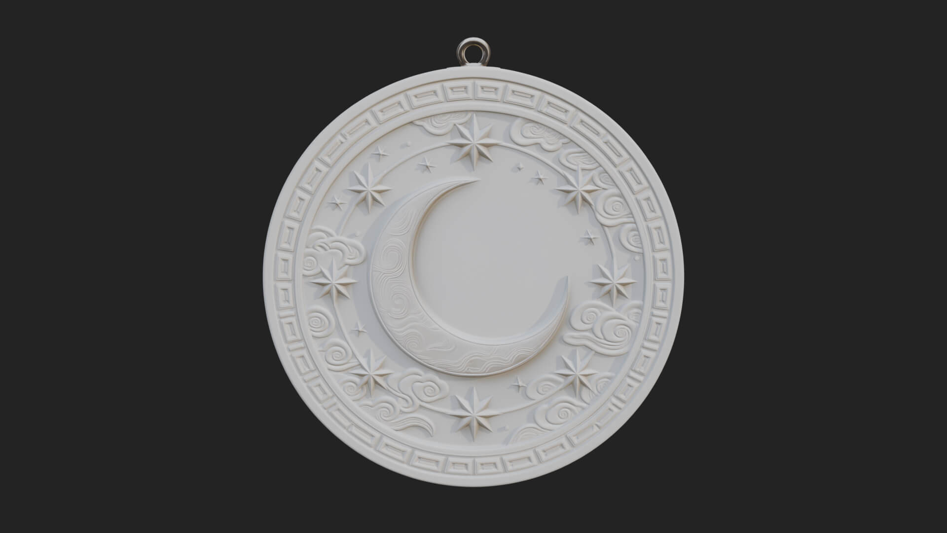 Star Crescent Moon Disc Plaque Design 4 3D Print Model 3D Model